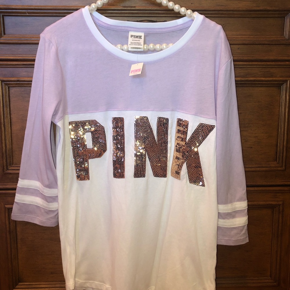 PINK VICTORIAS SECRET|🦋 size small baseball tee